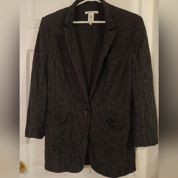 Kenneth Cole Elegant Black Lace One Button Jersey-Lined Blazer Size 10 - Picture 4 of 7